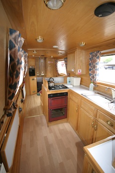 The kitchen area on the ABC class canal boats